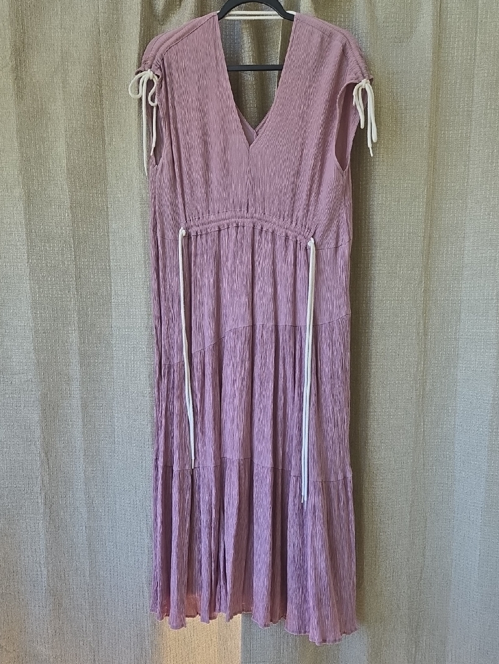 Pinch Sleeveless Maxi Dress in Dusty Mauve with White Ties